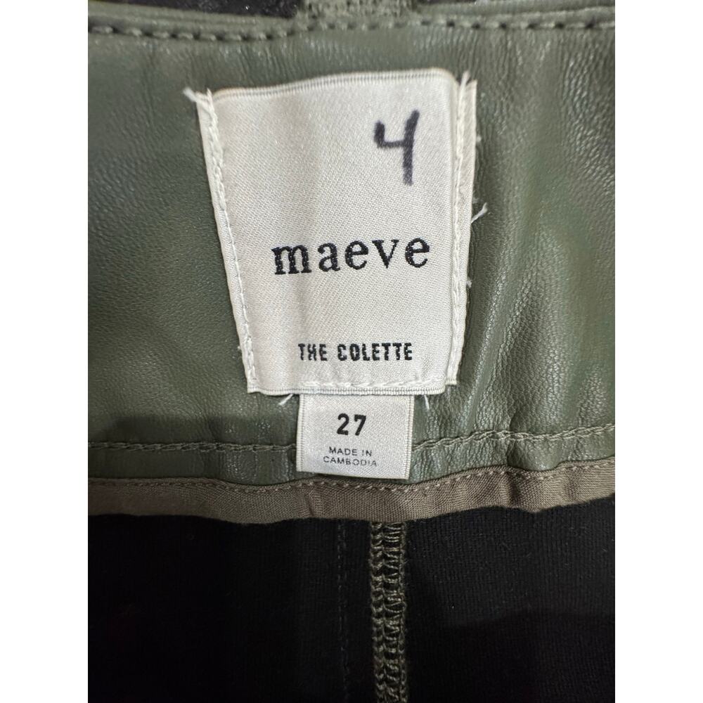 NEW w/Tags Anthropologie Maeve The Colette Wide-Leg Faux Leather Pants 27 Green - Picture 4 of 9